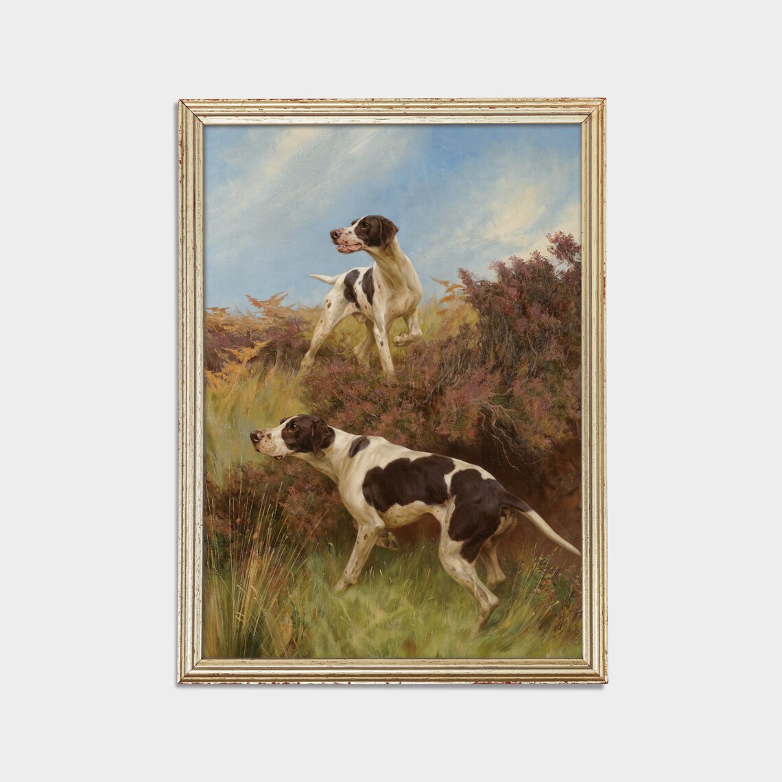 Vintage Dogs Oil Painting Art Print, Farmhouse Decor - Image 2