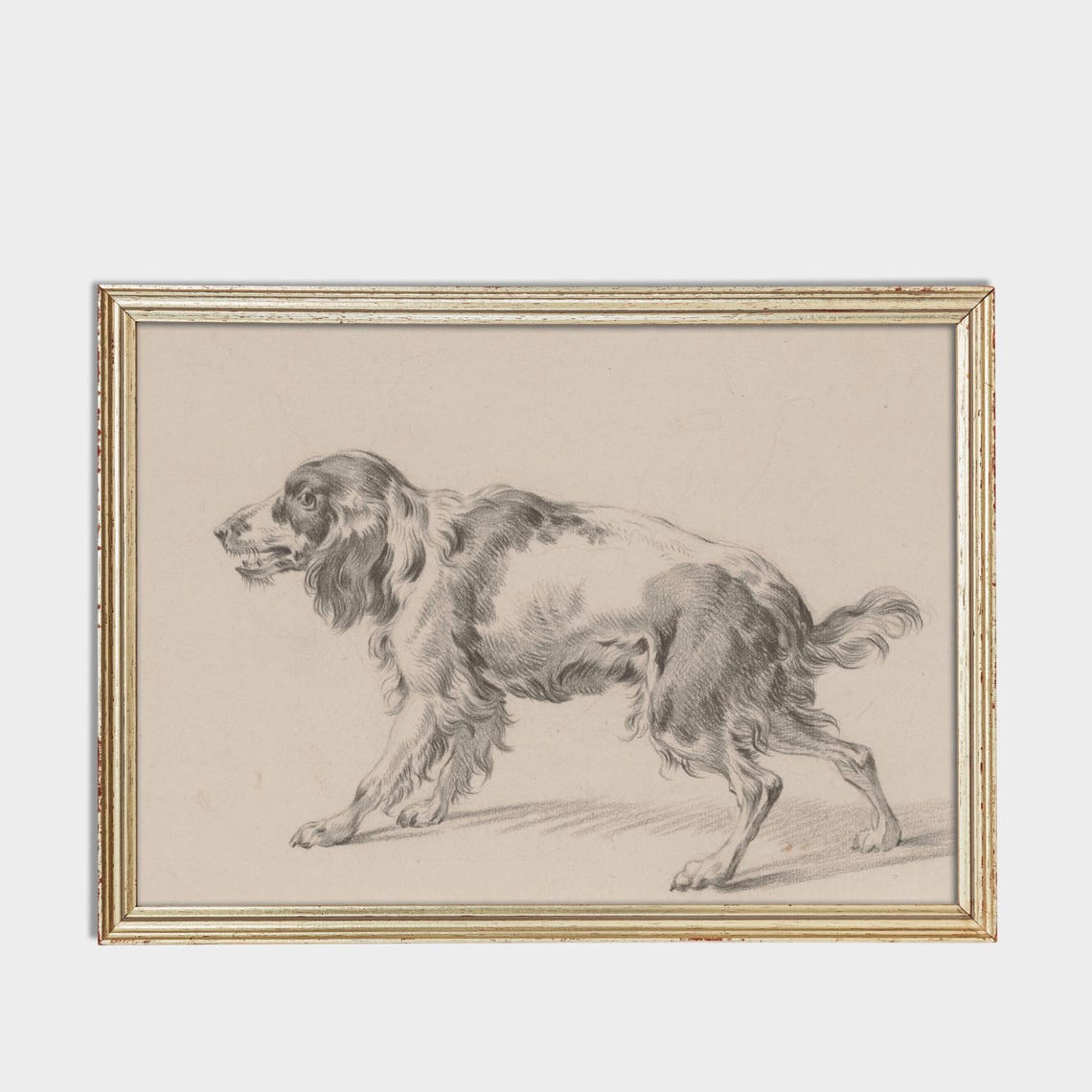 Walking Spaniel Dog in Profile Vintage Graphite Sketch Poster - Image 3