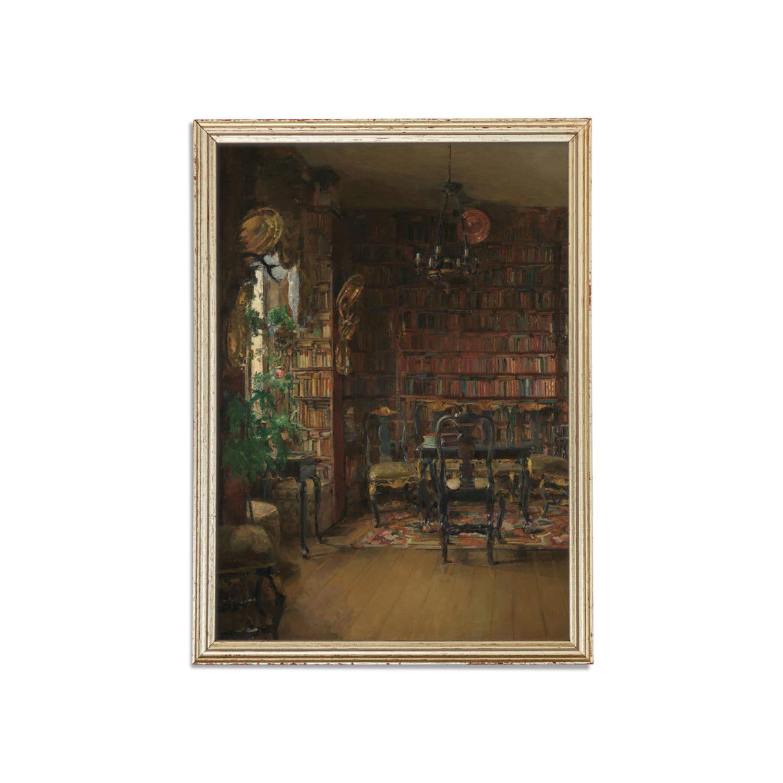 Printed And Shipped Vintage Still Life Painting Library Interior Antique Art Print Moody Rustic Wall Decor Physical Prints - Image 3