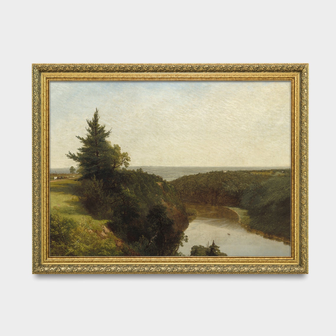 Winding River Through a Forested Valley From a High Bluff Poster - Image 3