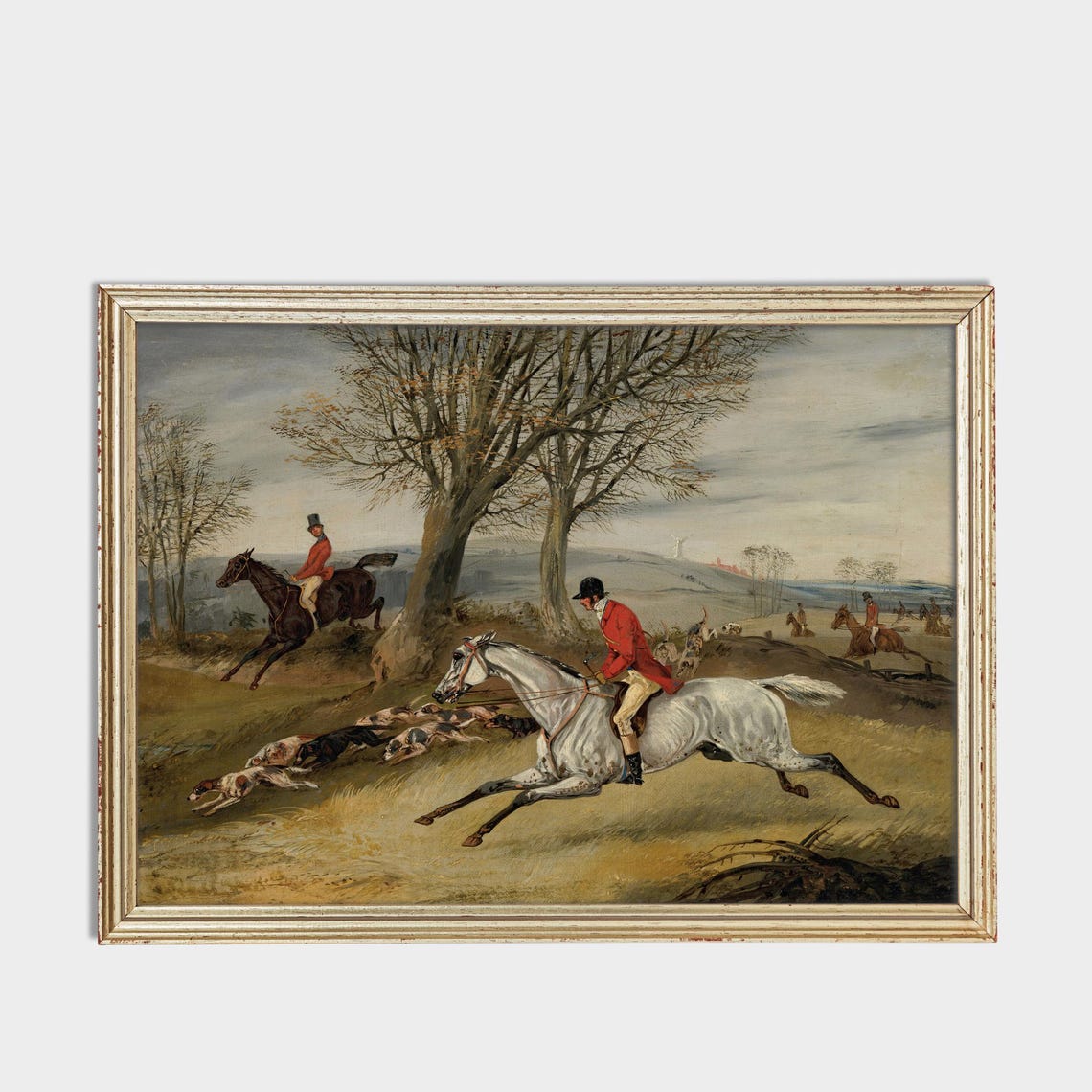 Full Gallop Fox Hunt Riders and Hounds Vintage Sporting Poster - Image 3