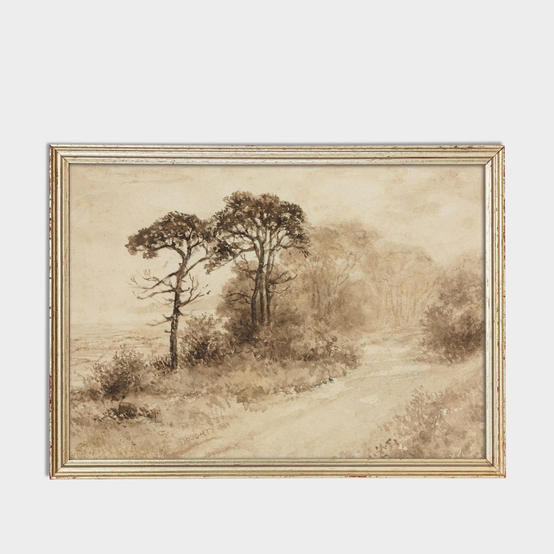 Doughty 1895 Trees By A Country Path Watercolor Painting Poster - Image 3