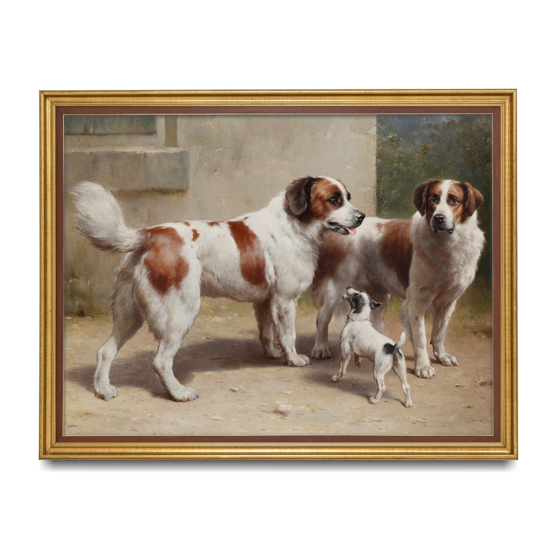 Two Big Dogs and Small Puppy Playful Vintage Canine Group Poster - Image 5