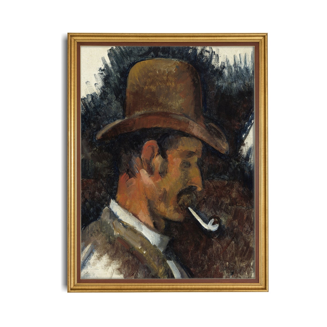 Man with a Pipe in Profile Post-Impressionist Vintage Portrait Poster - Image 2