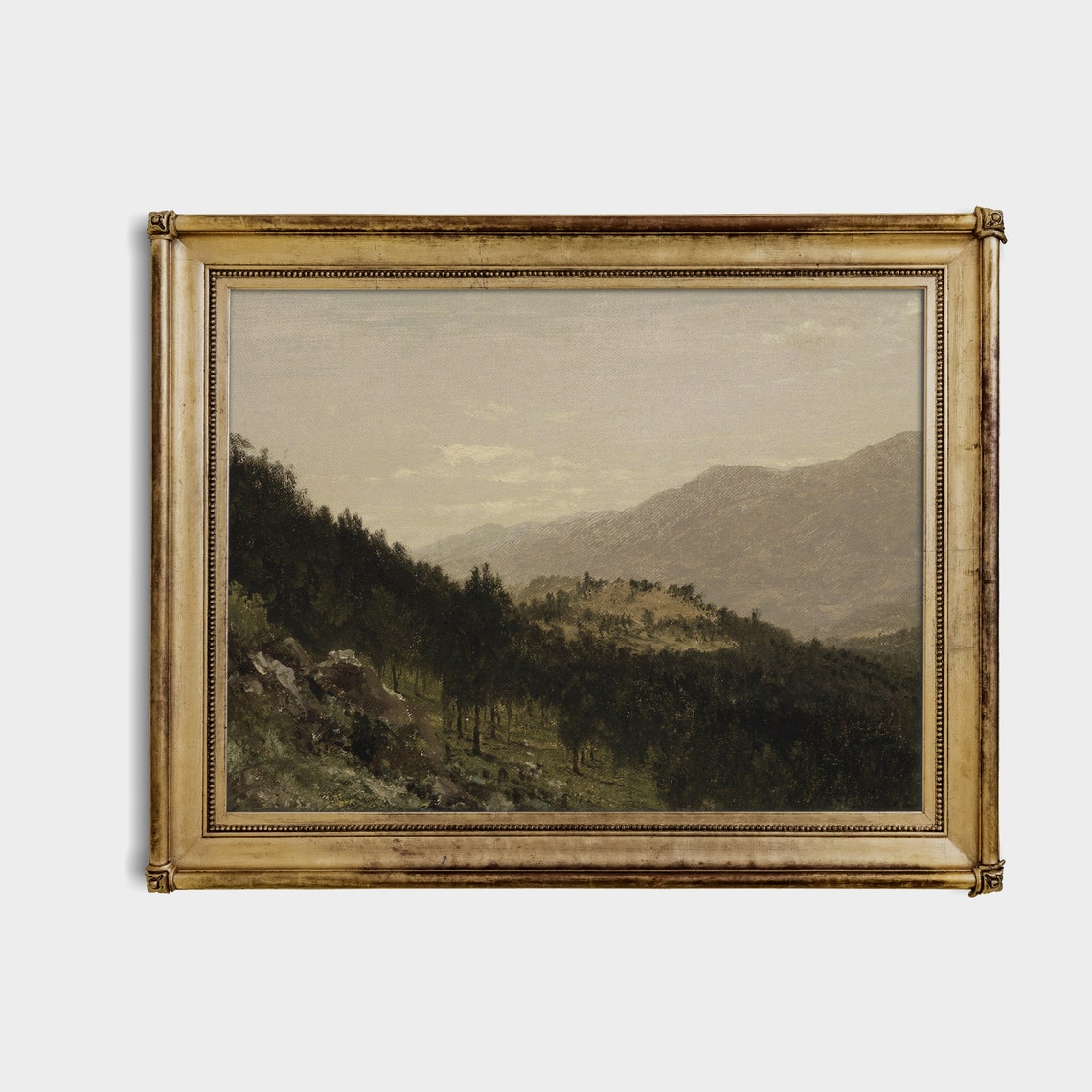 Serene Misty Mountain Forest Landscape Hudson River School Art Poster - Image 4