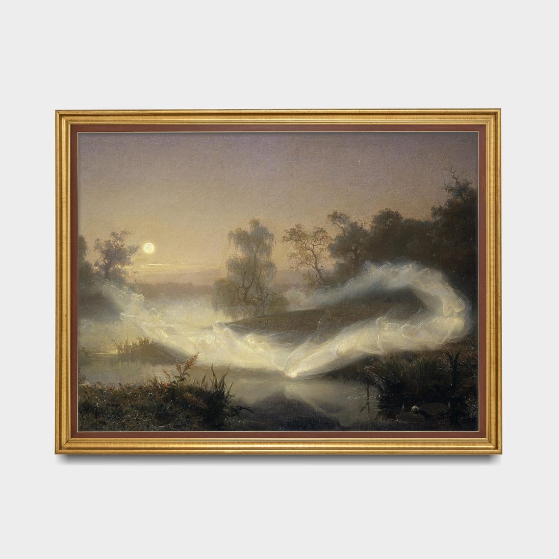 Dancing Fairies Over Misty River Moonlit Fantasy Painting Poster - Image 5