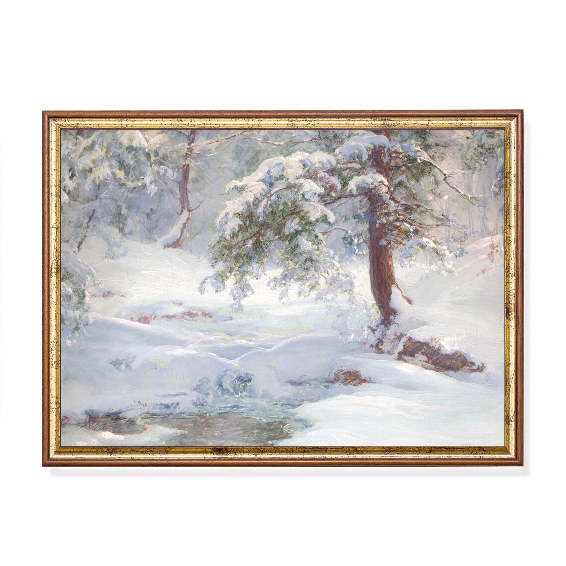 Snow-Laden Pines in a Quiet Winter Forest Vintage Art Poster