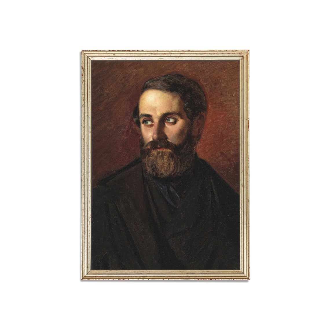 Bearded Distinguished Gentleman in a Dark Coat Antique Portrait Poster - Image 3