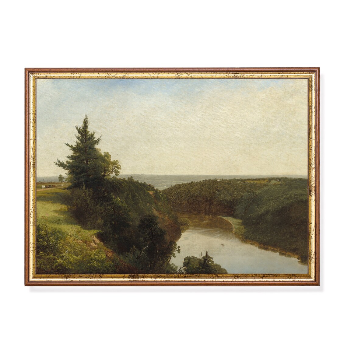 River Gorge and Wooded Valley Vintage Landscape Painting Poster