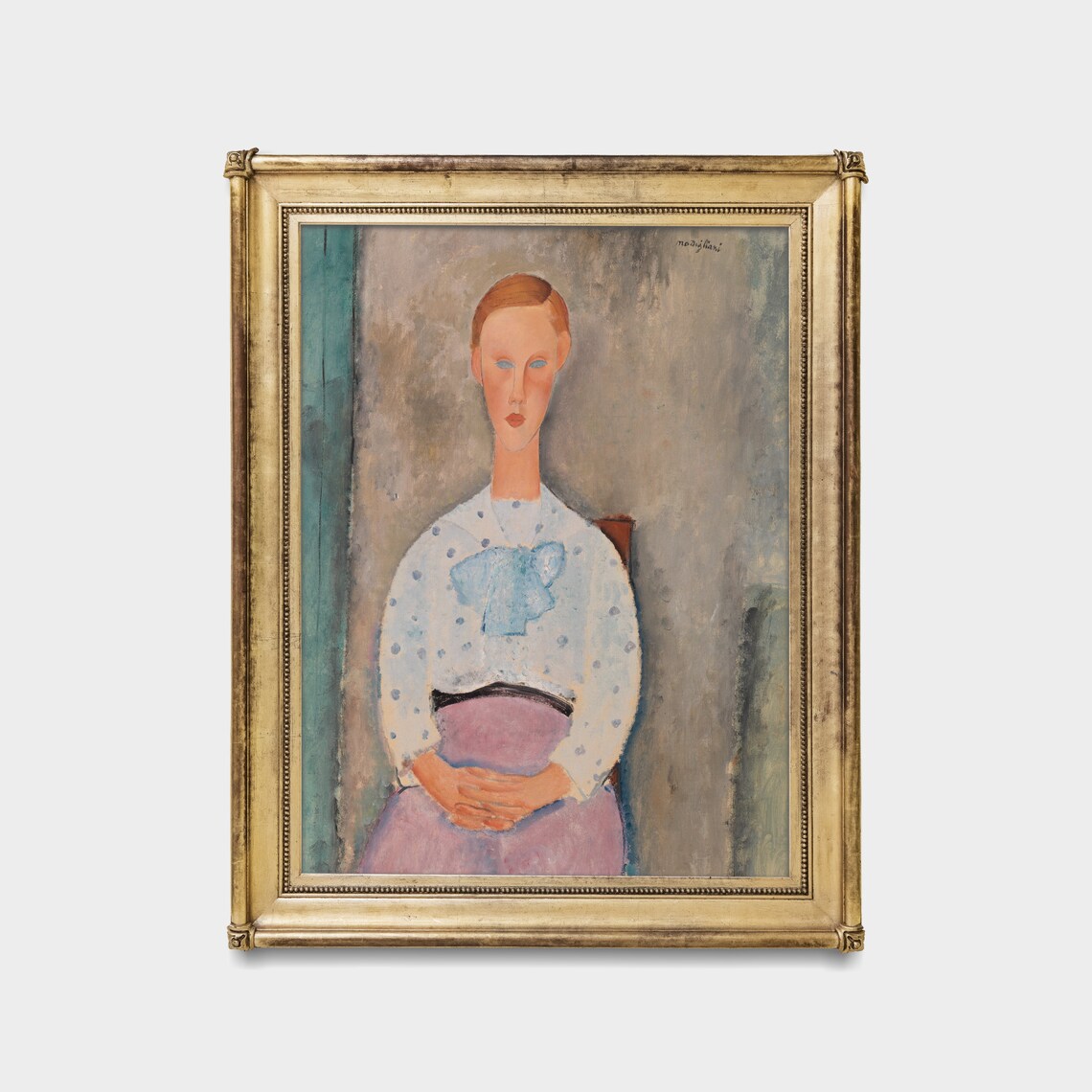 Seated Girl In Polka-Dot Blouse Modigliani Style Portrait Poster - Image 3