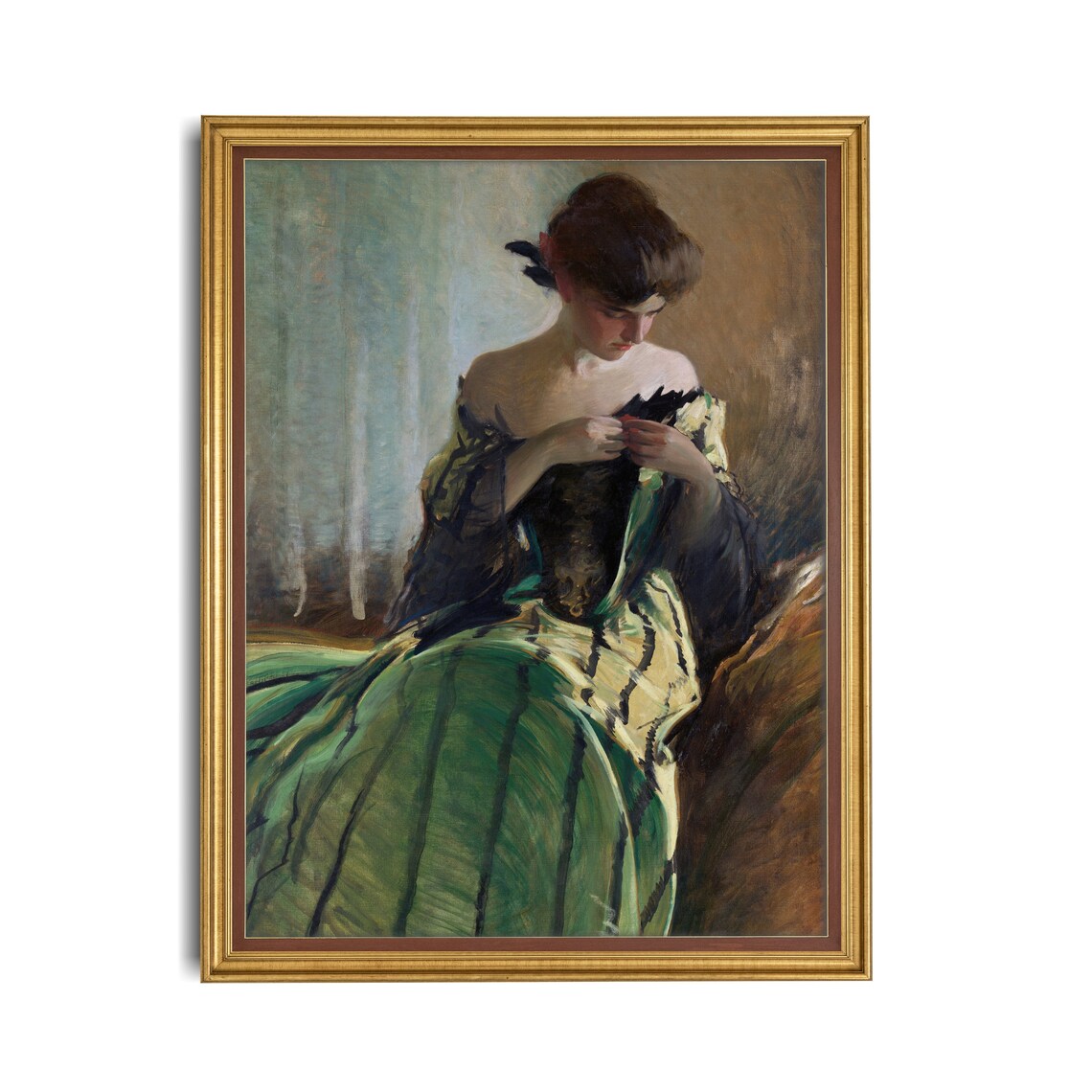 Vintage Victorian Woman Portrait, Oil Art Print - Image 4
