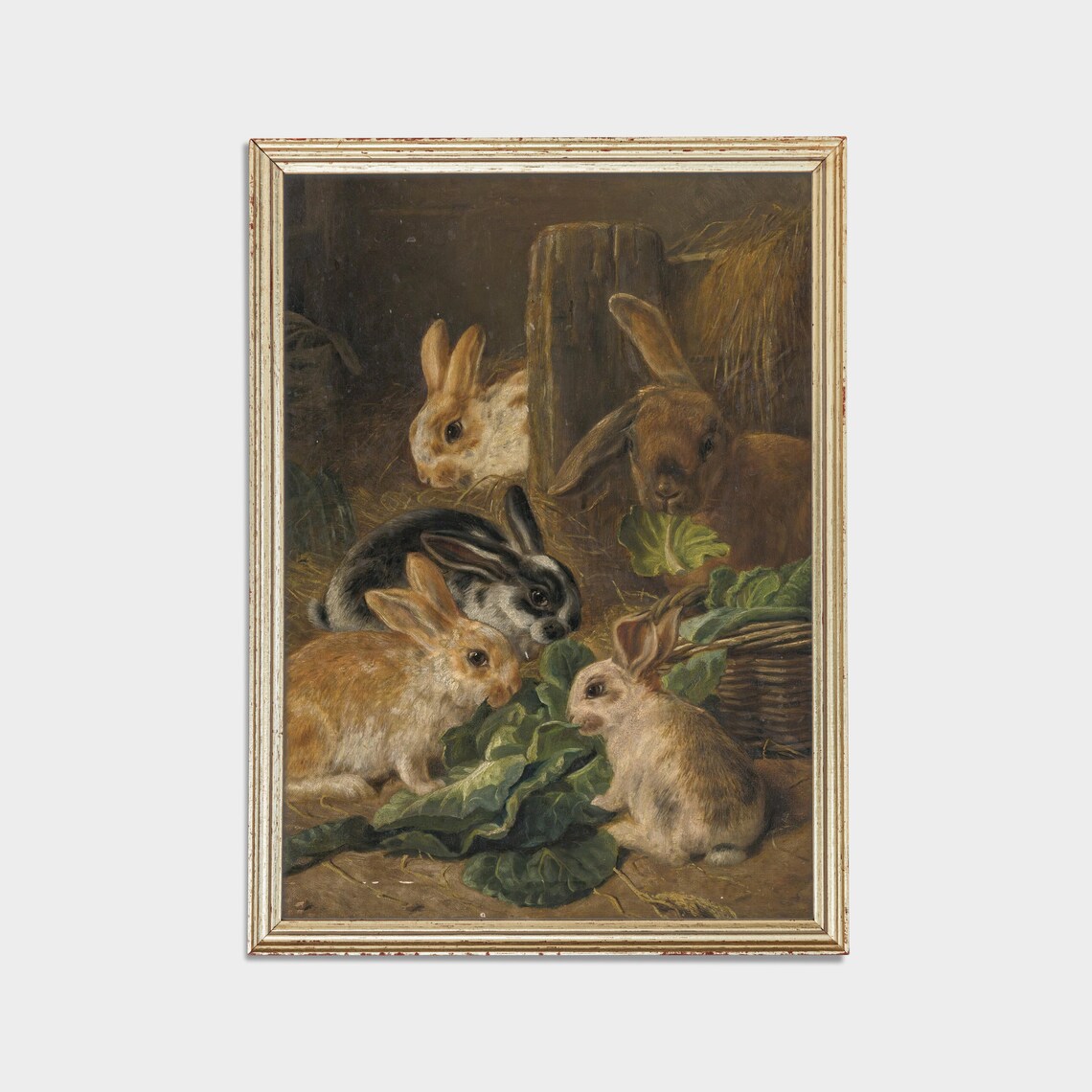 Vintage Rabbit Painting, Antique Bunnies Art Print - Image 2