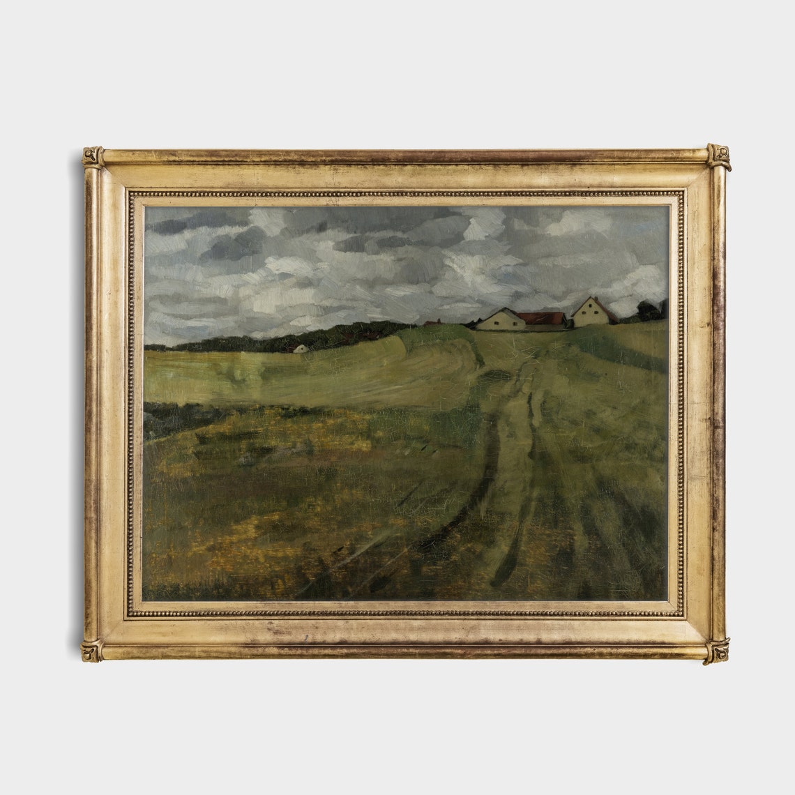 Moody Farmhouses on a Hill Beneath a Cloudy Sky Landscape Poster - Image 2
