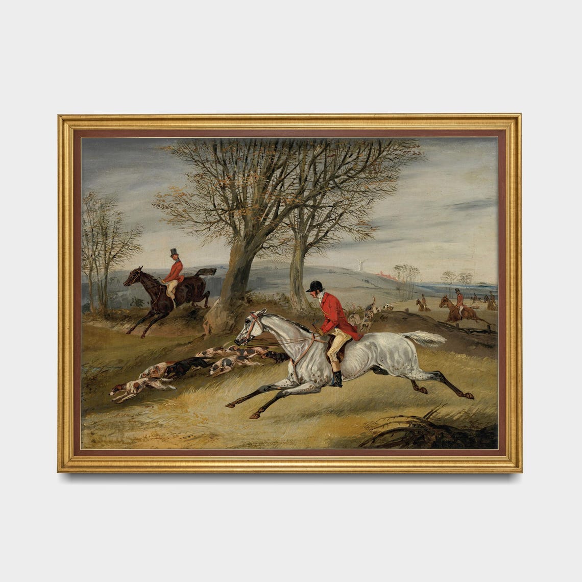 Full Gallop Fox Hunt Riders and Hounds Vintage Sporting Poster - Image 5