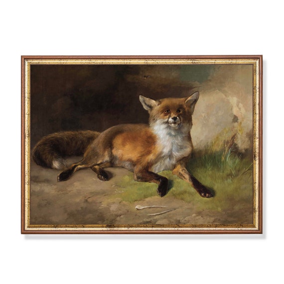 Printed And Shipped Vintage Fox Painting Antique Animal Print Moody Rustic Art Animal Lover Gift Fine Art Physical Prints