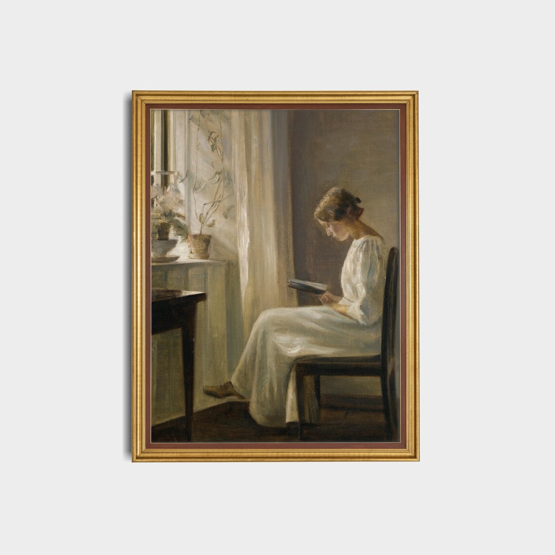 Woman Reading Book, Vintage Danish Interior Art Print - Image 3