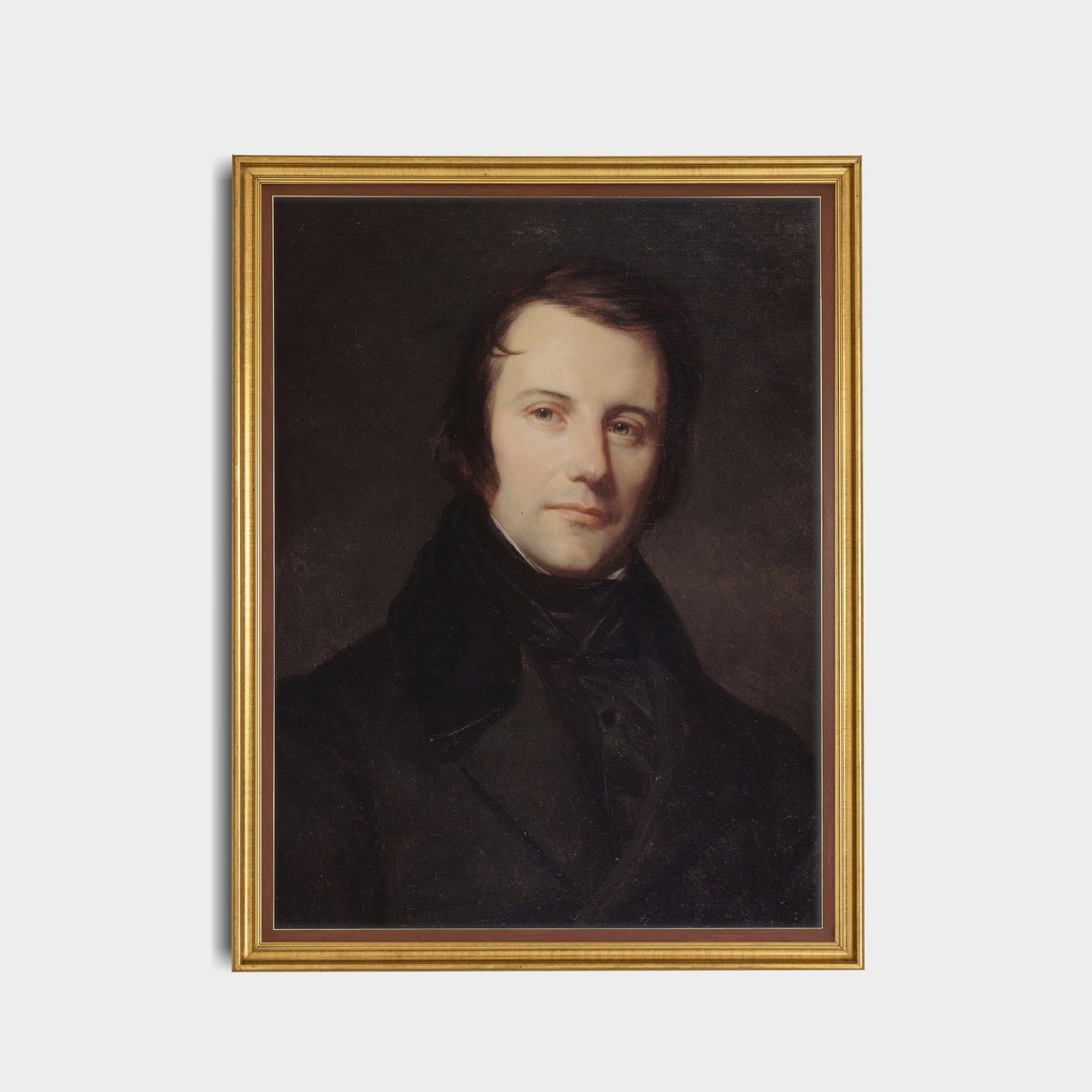 Portrait of a Dark Haired Gentleman in a Black Coat Antique Poster - Image 3