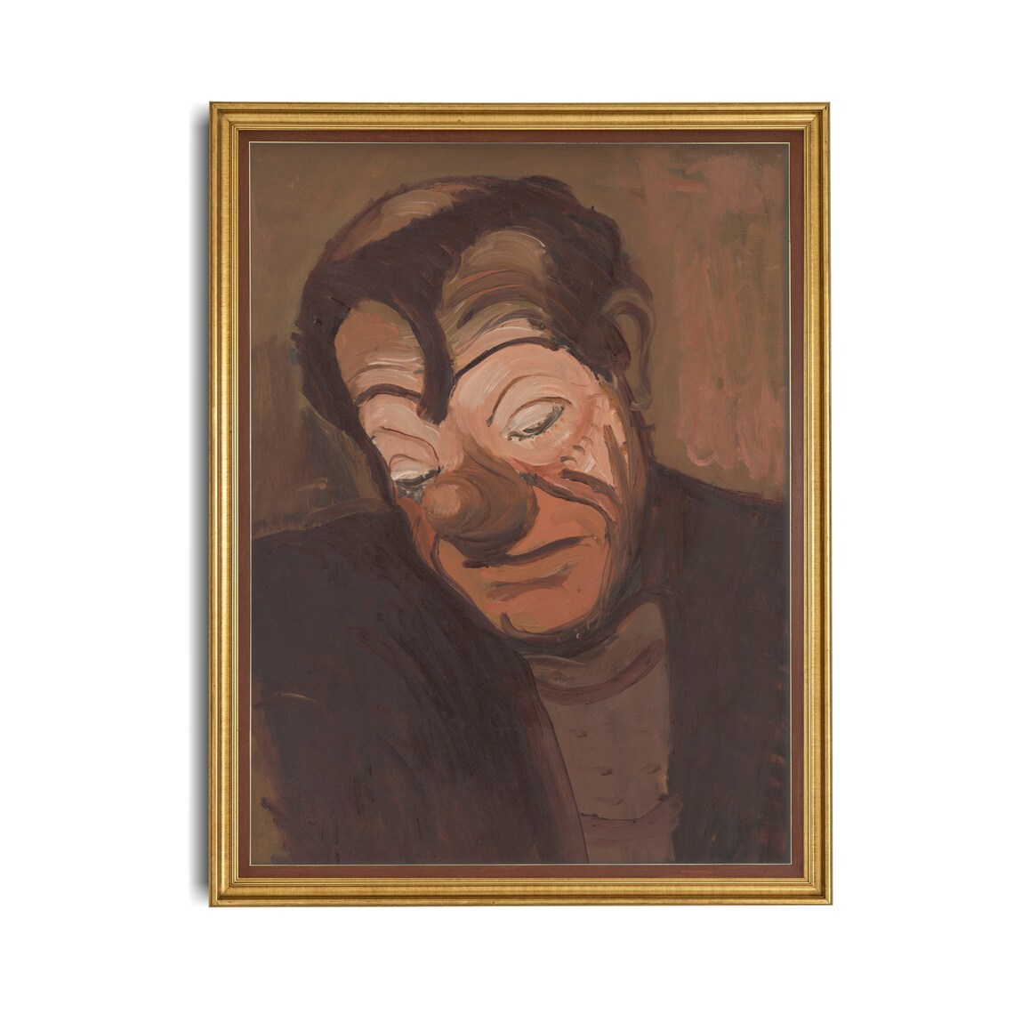 Expressionist Clown Head Bowed Vintage Portrait Painting Poster - Image 4