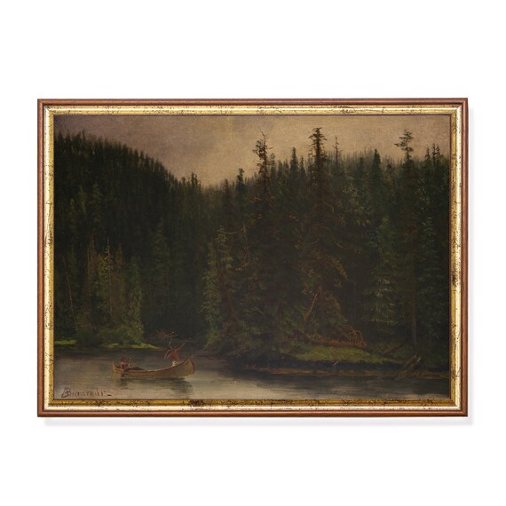Mailed Print Vintage Painting Antique Landscape Print Farmhouse Vintage Decor Rustic Green Forest Painting Printed And Shipped