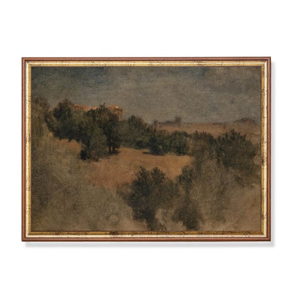 Print And Ship Vintage Landscape Painting Antique Nature Print Mailed Art Farmhouse Decor Rustic Moody Print Vintage Home Decor