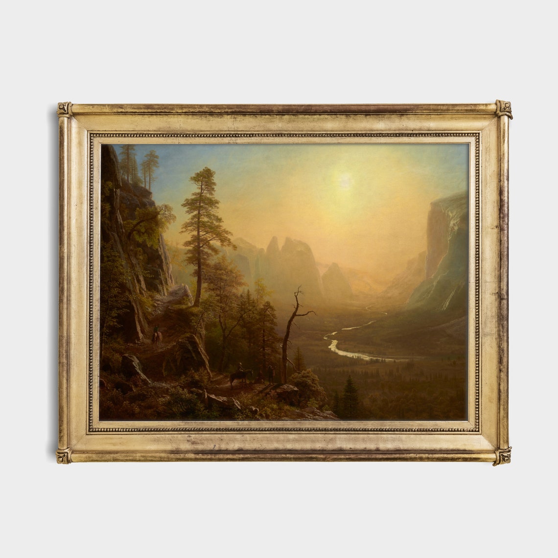 Sunset Over A Grand Mountain Valley With Riders Vintage Poster - Image 2