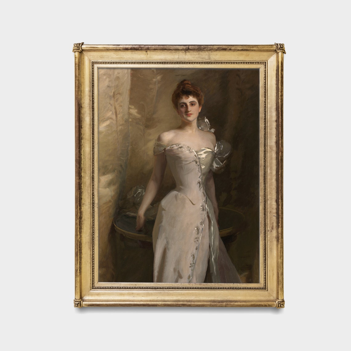 Standing Woman in an Off Shoulder Ivory Gown Classic Portrait Poster - Image 4