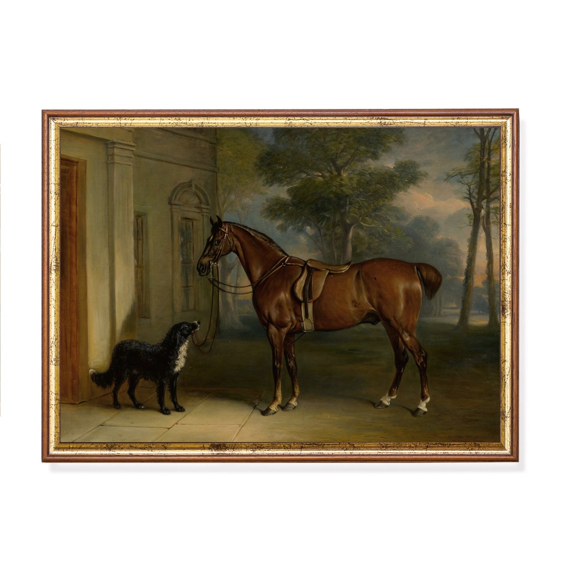 Printed And Shipped Horse And Dog Print Vintage Horse Painting Antique Animal Artwork Horse Lover Gift Fine Art Physical Prints