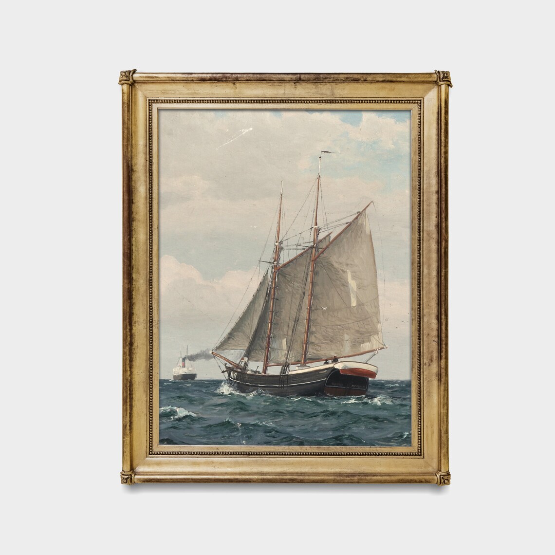 Vintage Sailing Boat Painting Seascape Art Print - Image 2