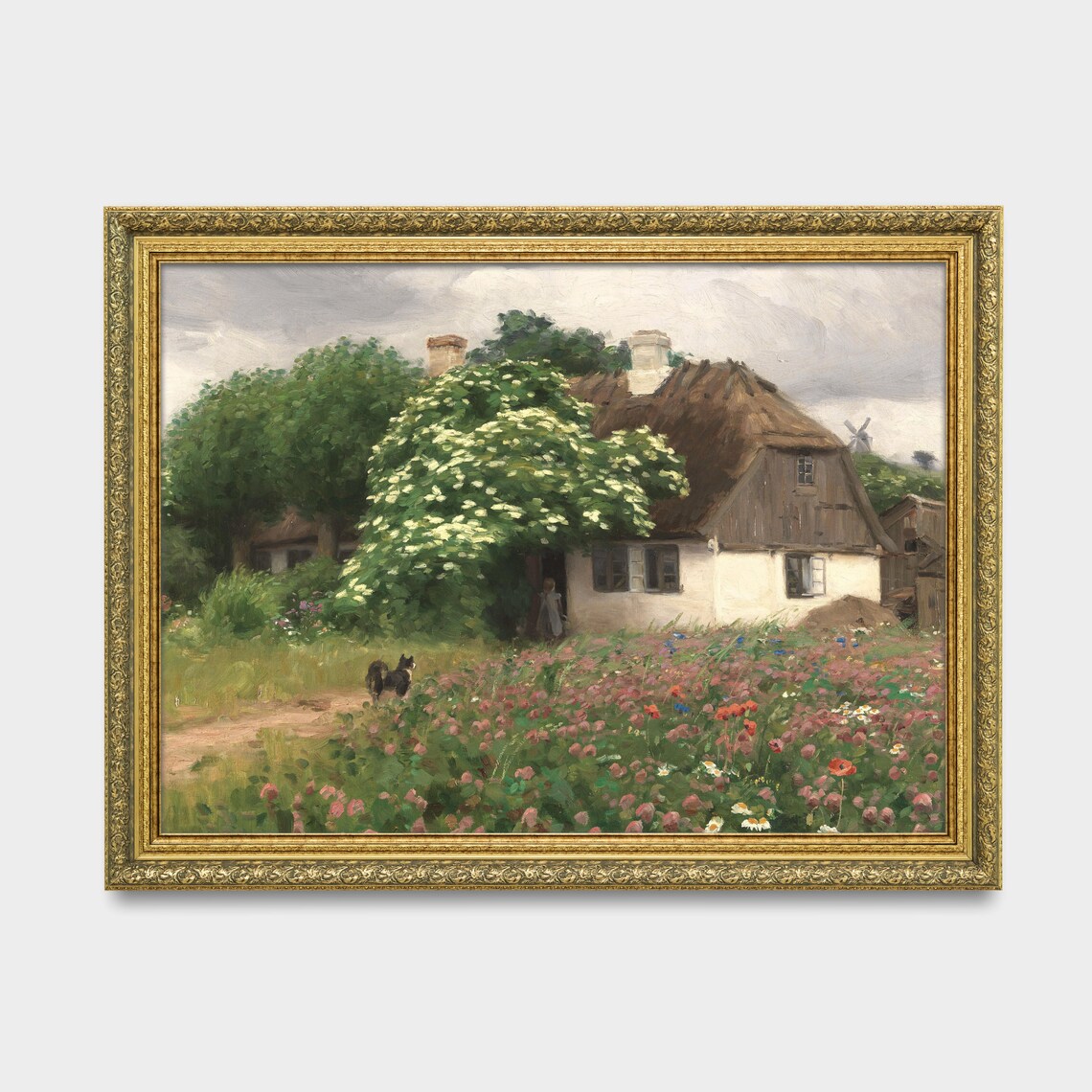 Vintage Cottage Landscape, Country Farmhouse Art Print - Image 3