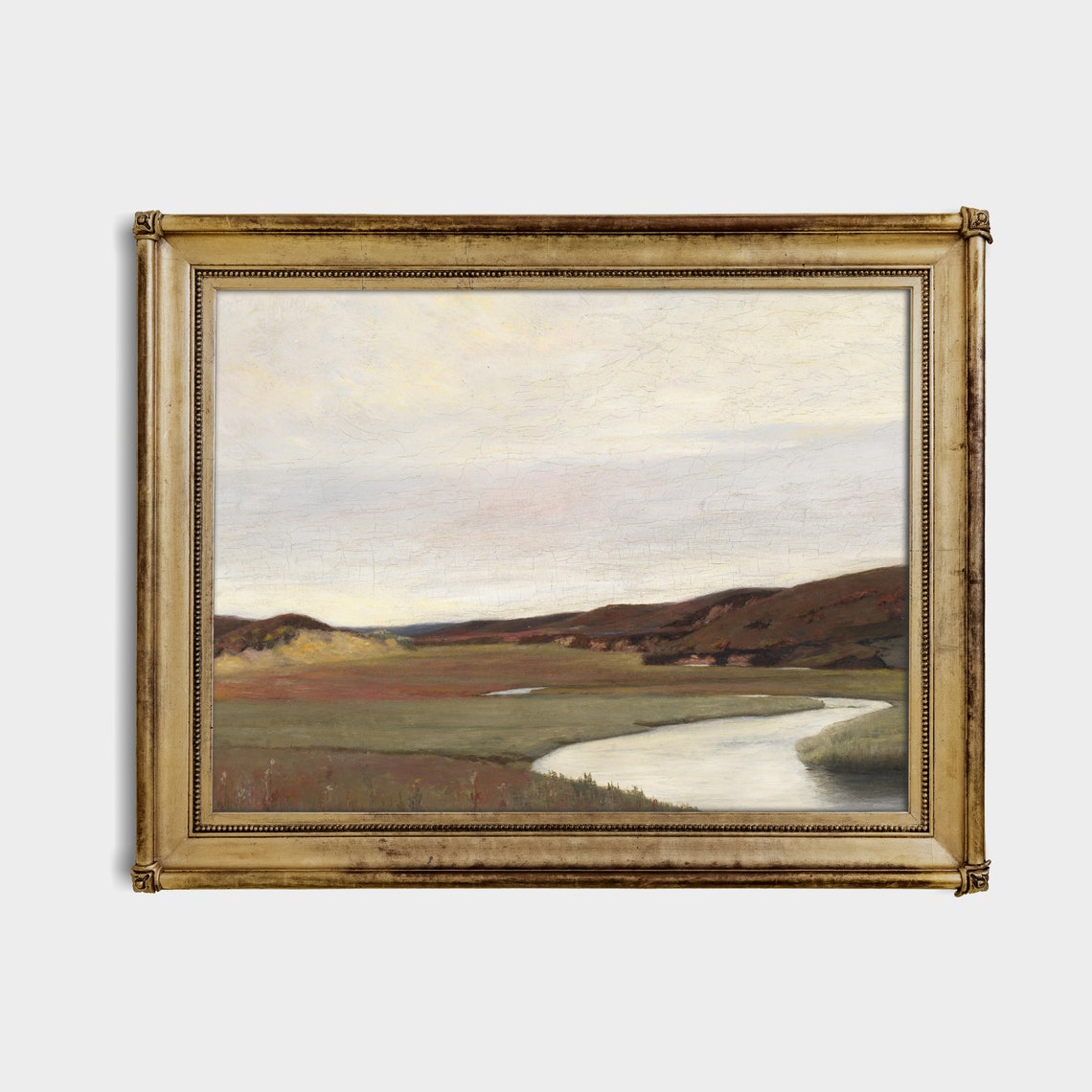 Winding River Through Marshy Hillside Vintage Landscape Poster - Image 2