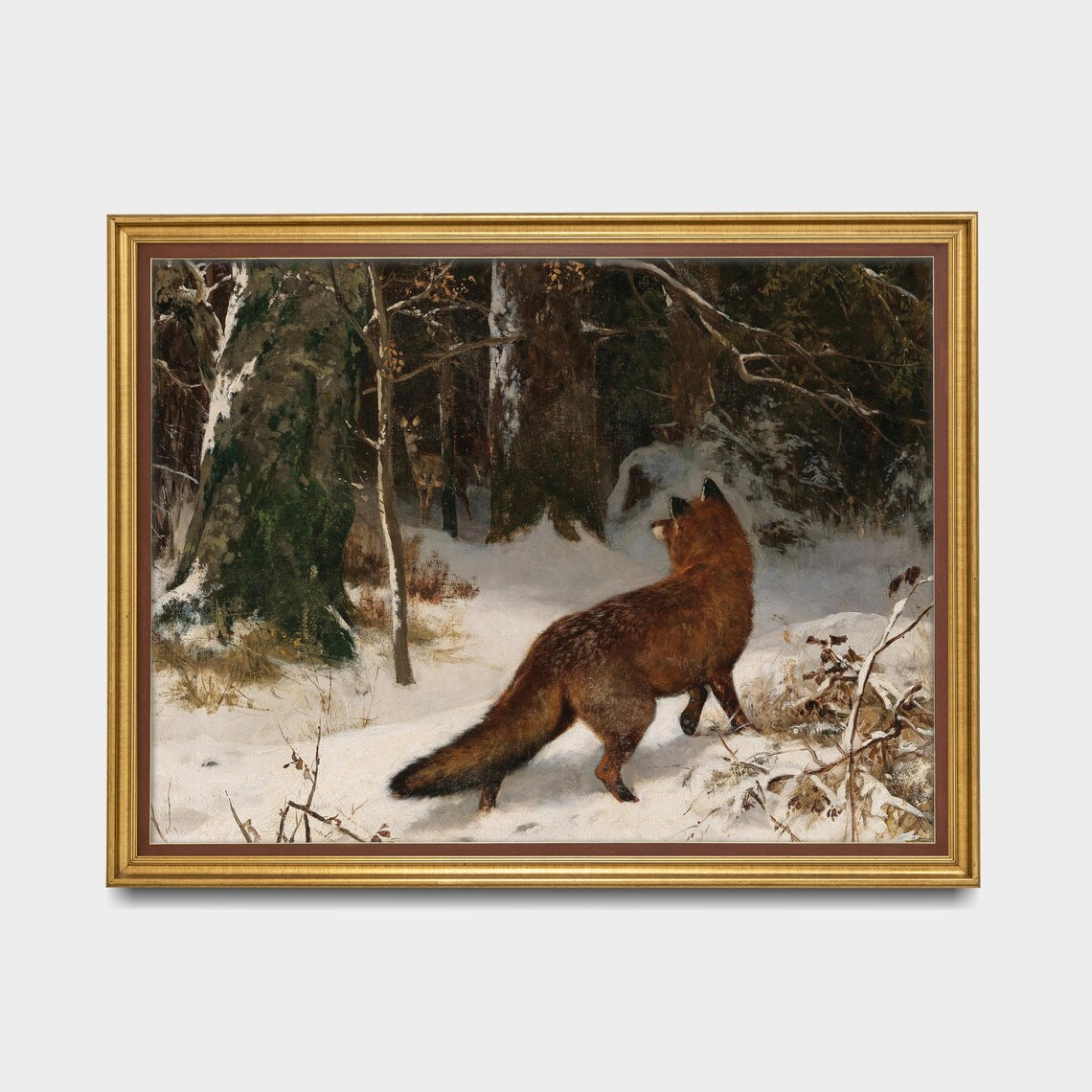 Fox In The Snow, Vintage Rustic Winter Art Print - Image 3
