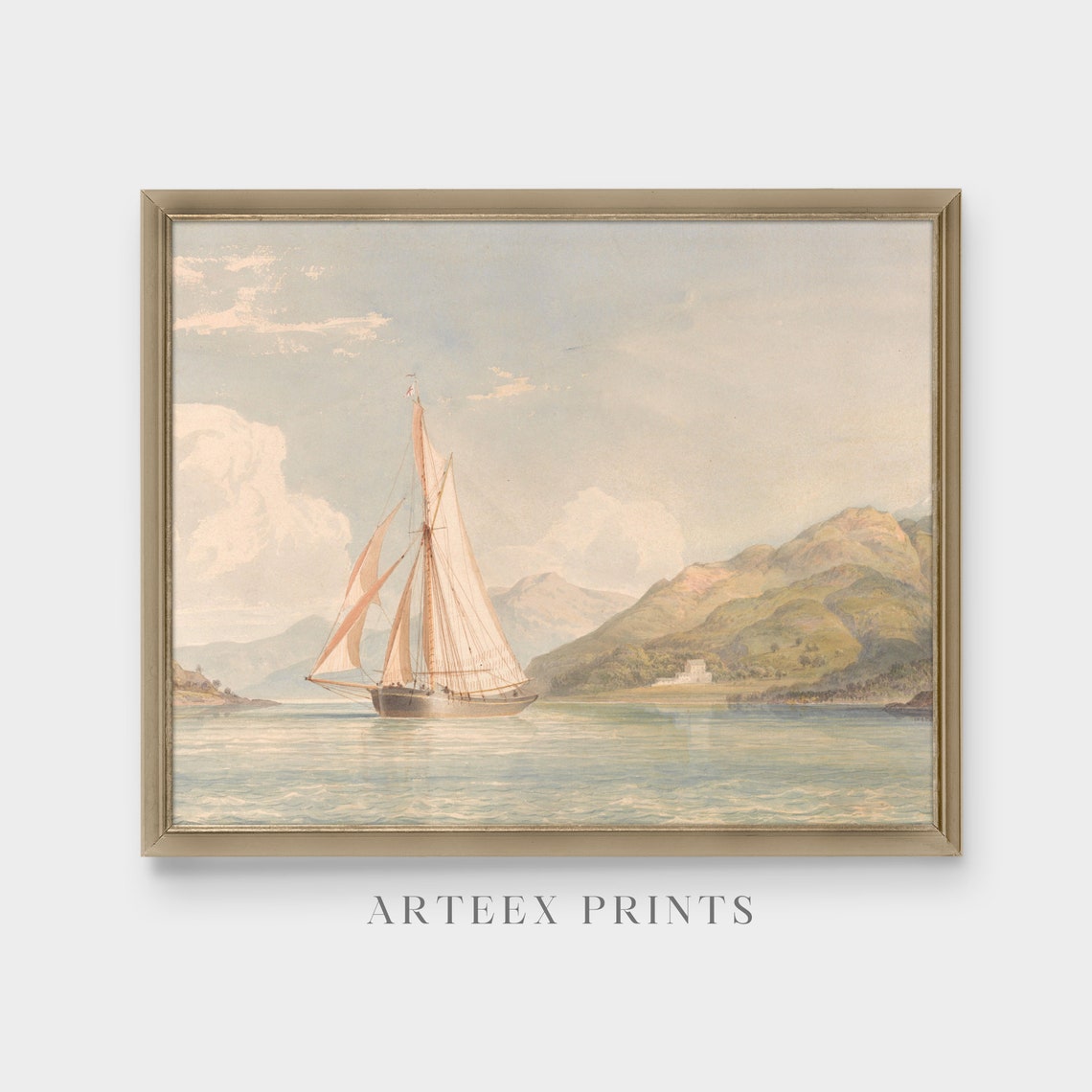 Tall Sailing Ship Crossing a Mountain Bay Vintage Nautical Poster - Image 5