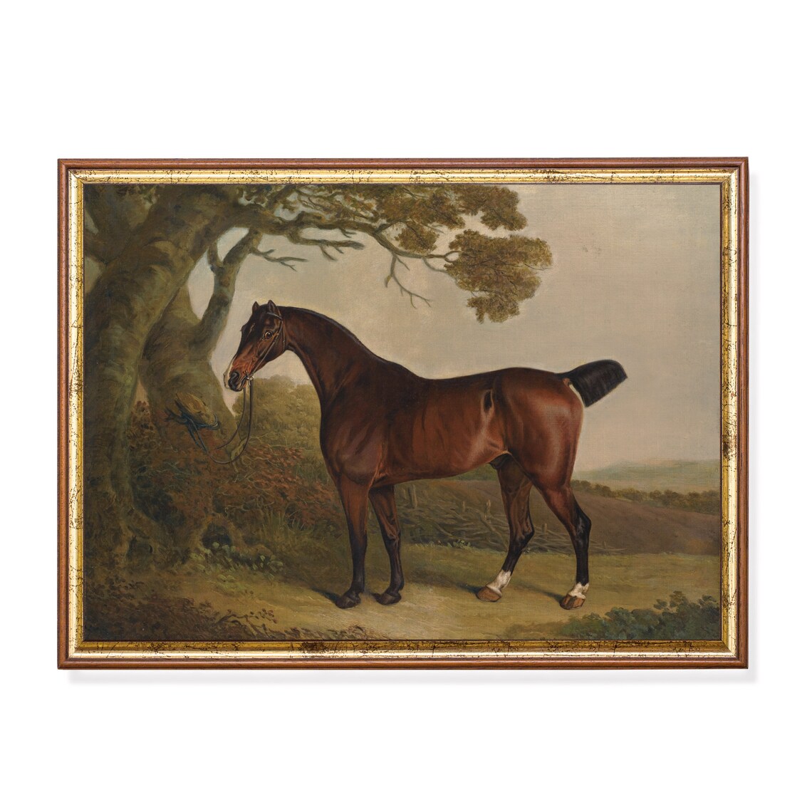 Vintage Horse Painting Moody Rustic Poster