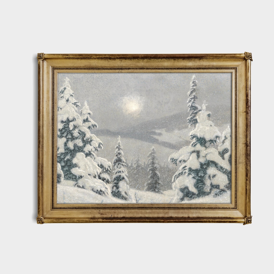 Snow-Laden Firs Under a Glowing Winter Sky at Dusk Magical Poster - Image 2