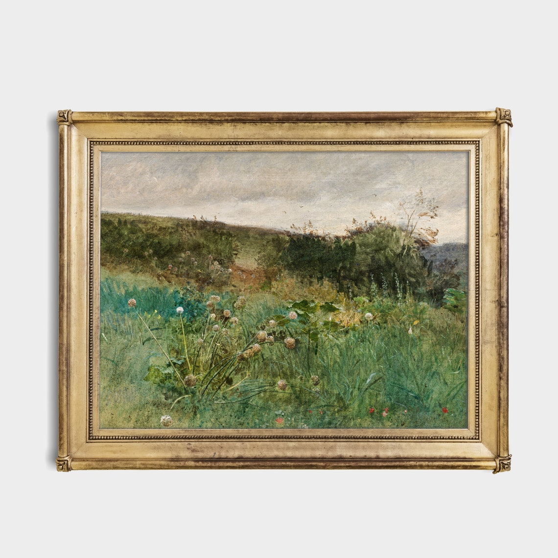 Quiet Summer Wildflower Meadow With Hedges Watercolor Poster - Image 4