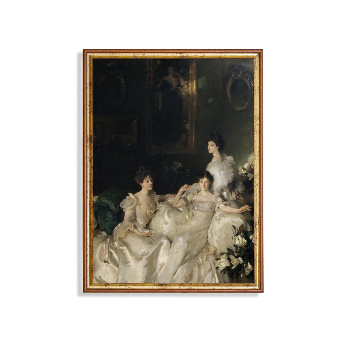 Vintage Portrait of Three Sisters, Victorian Lady Print