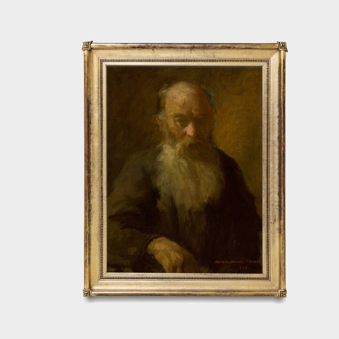 Old Man With Grey Beard Dark Moody Vintage Portrait Painting Poster - Image 3