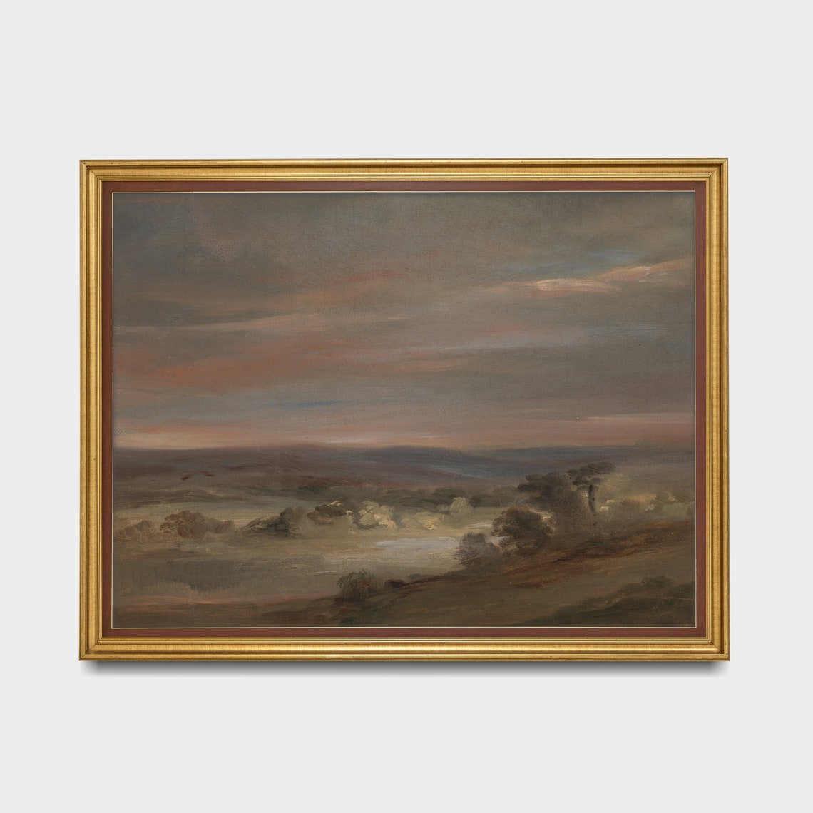 Misty Open Moorland at Dusk Under a Soft Pink Gray Sky Poster - Image 3