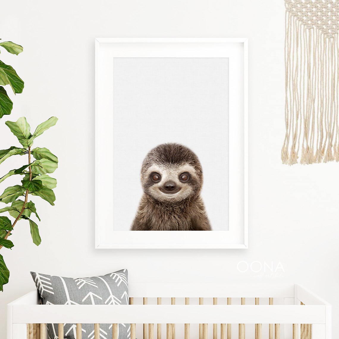 Baby Sloth Nursery Art Print, Jungle Animals