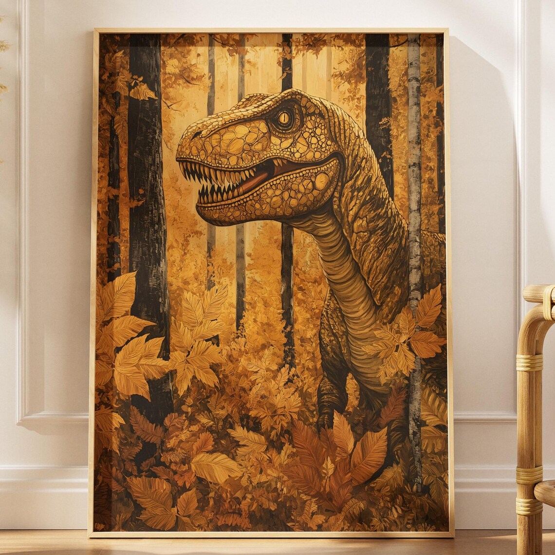Autumn Raptor Poster, Golden Forest Scene