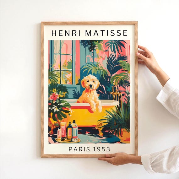 Matisse Style Labradoodle Bathroom Art Dog Poster Pet Wall Decor Housewarming Gift For Lovers