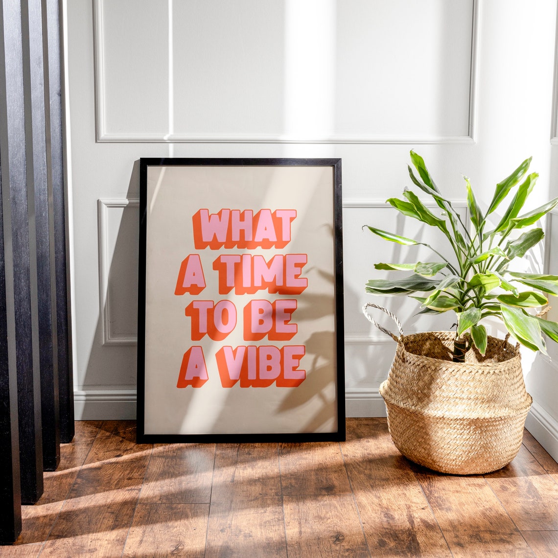 What A Time To Be A Vibe Peach Retro Typography Fun Art Poster - Image 2