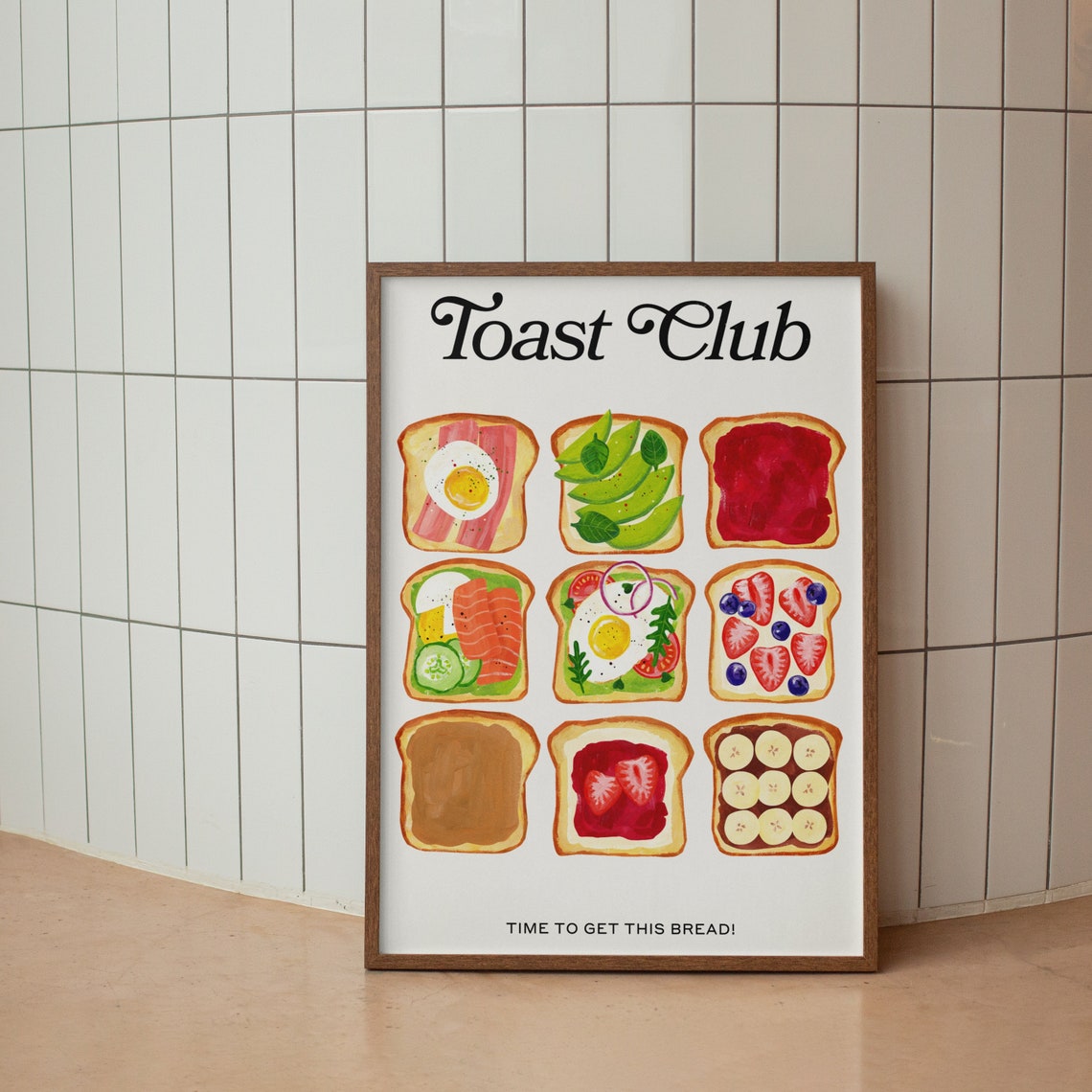 Toast Club Nine Creative Toasts Breakfast Illustration Fun Art Poster