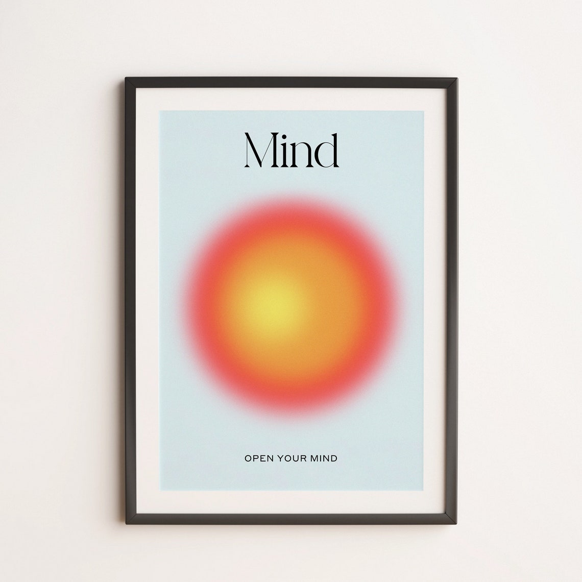 Open Your Mind Red Sun Aura Gradient Minimal Spiritual Wall Art