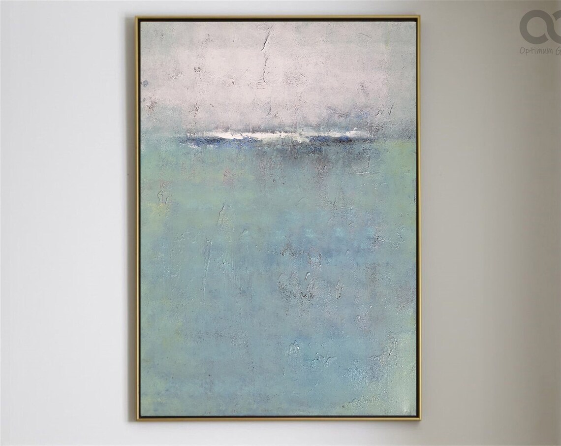 Sea Green Abstract Ocean Misty Horizon Textured Coastal Minimalist Art Poster - Image 5