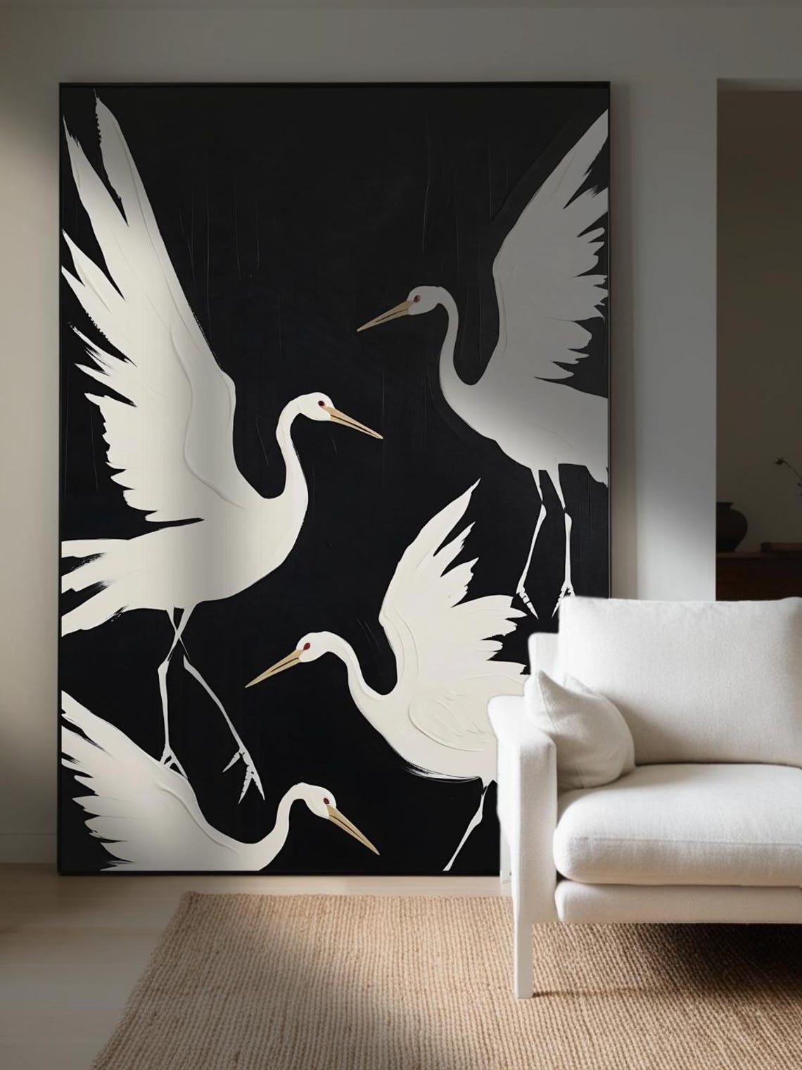 Wabi Sabi Crane, Minimalist Japandi Decor - Image 3