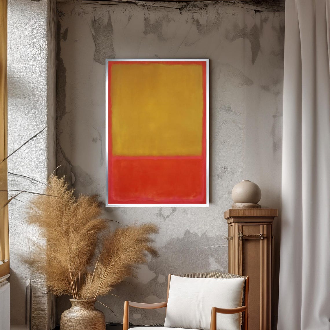 Mark Rothko Style Golden Ochre And Rich Red Abstract Art Poster - Image 3