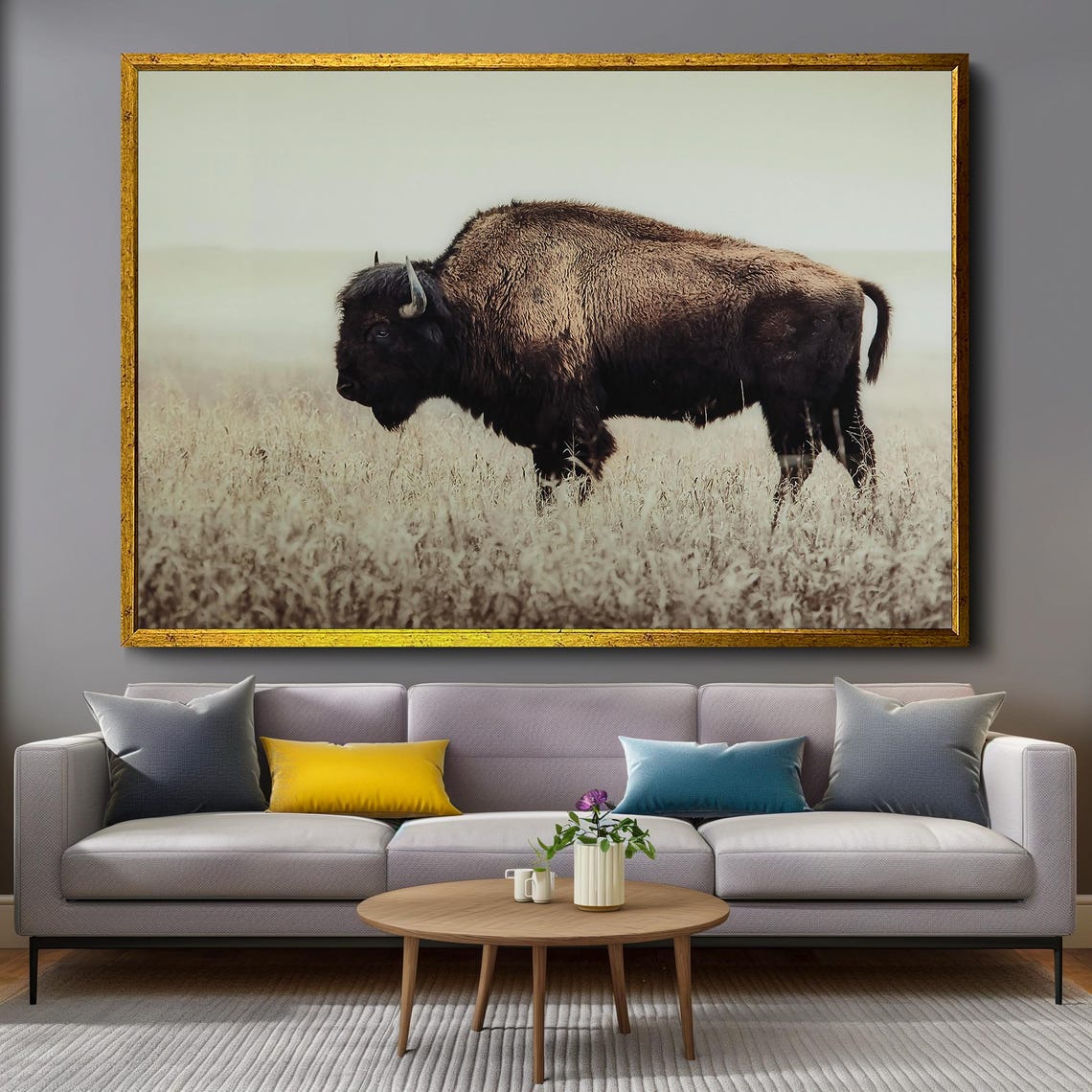 American Bison Standing In Prairie Grass Western Wildlife Poster - Image 4