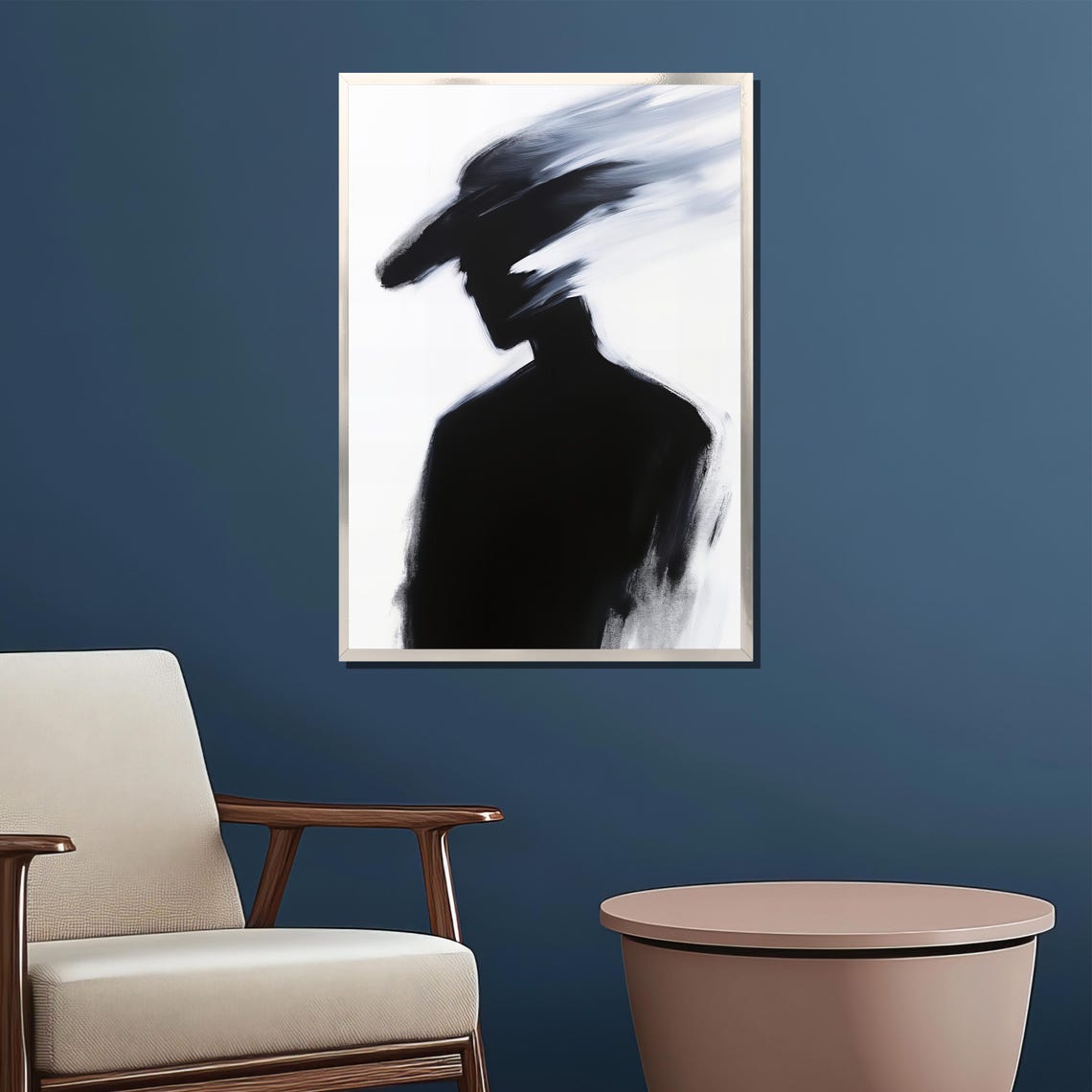 Black Cowboy Silhouette With Hat Minimalist Western Art Poster - Image 2