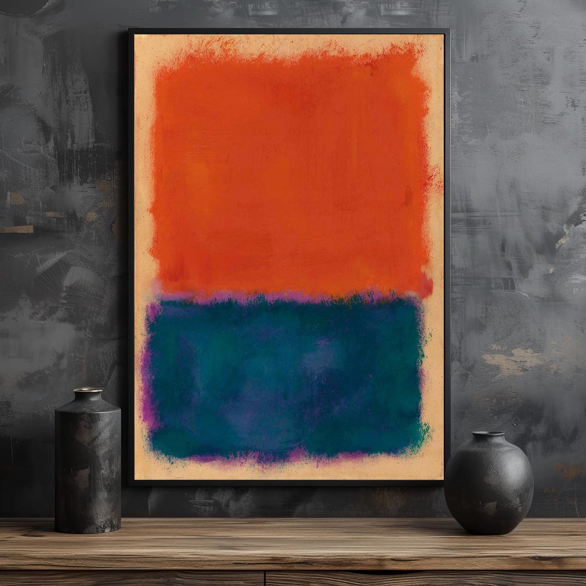 Bold Orange And Deep Blue Abstract Painting By Mark Rothko Vibrant Modern Art For Contemporary Spaces Gift Idea - Image 2
